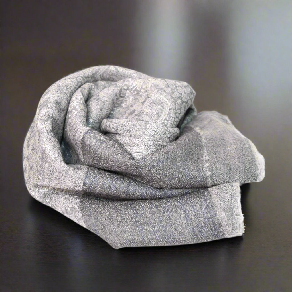 Grey Paisley Pashmina Scarf