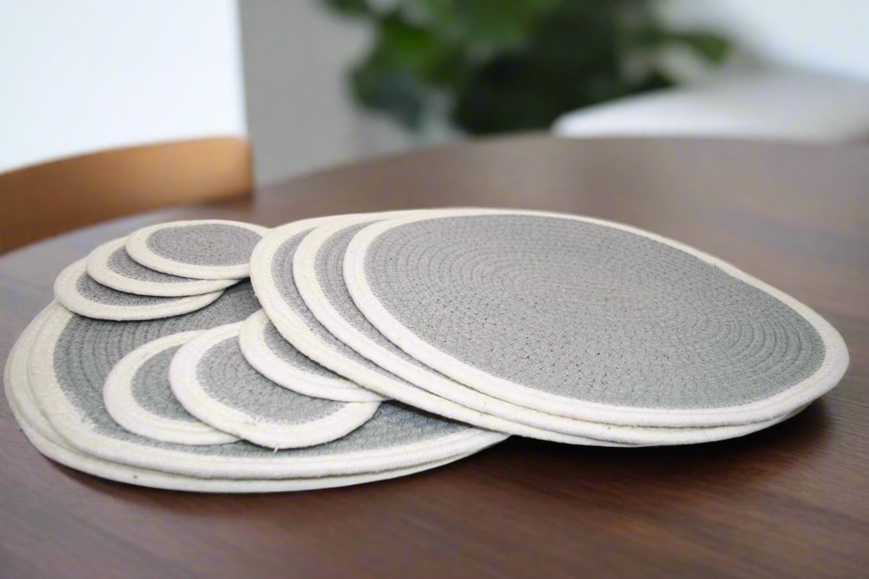 Grey White Cotton Rope Coasters