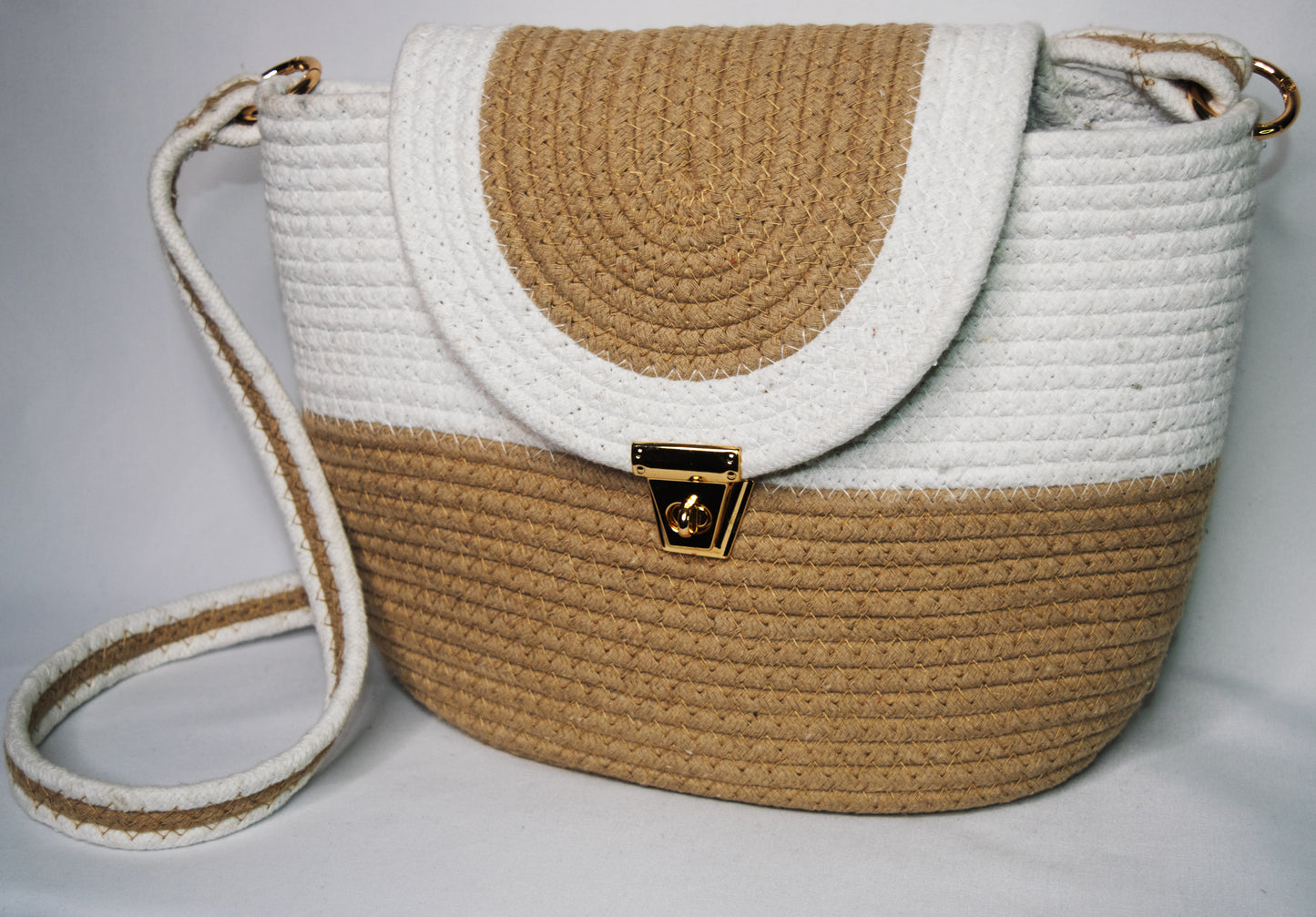 Shop White Cotton Rope Shoulder Bag