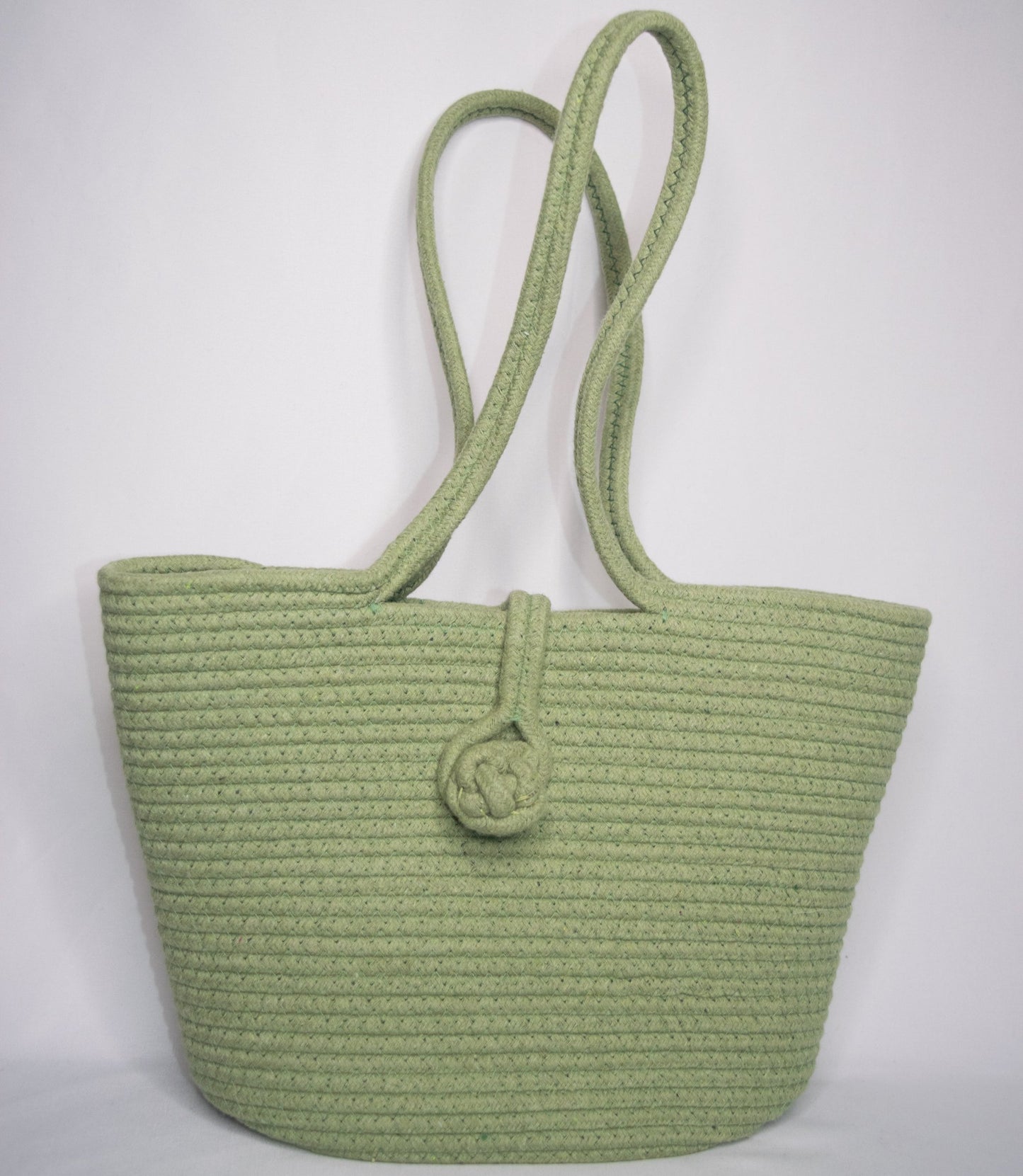 green cotton tote bag