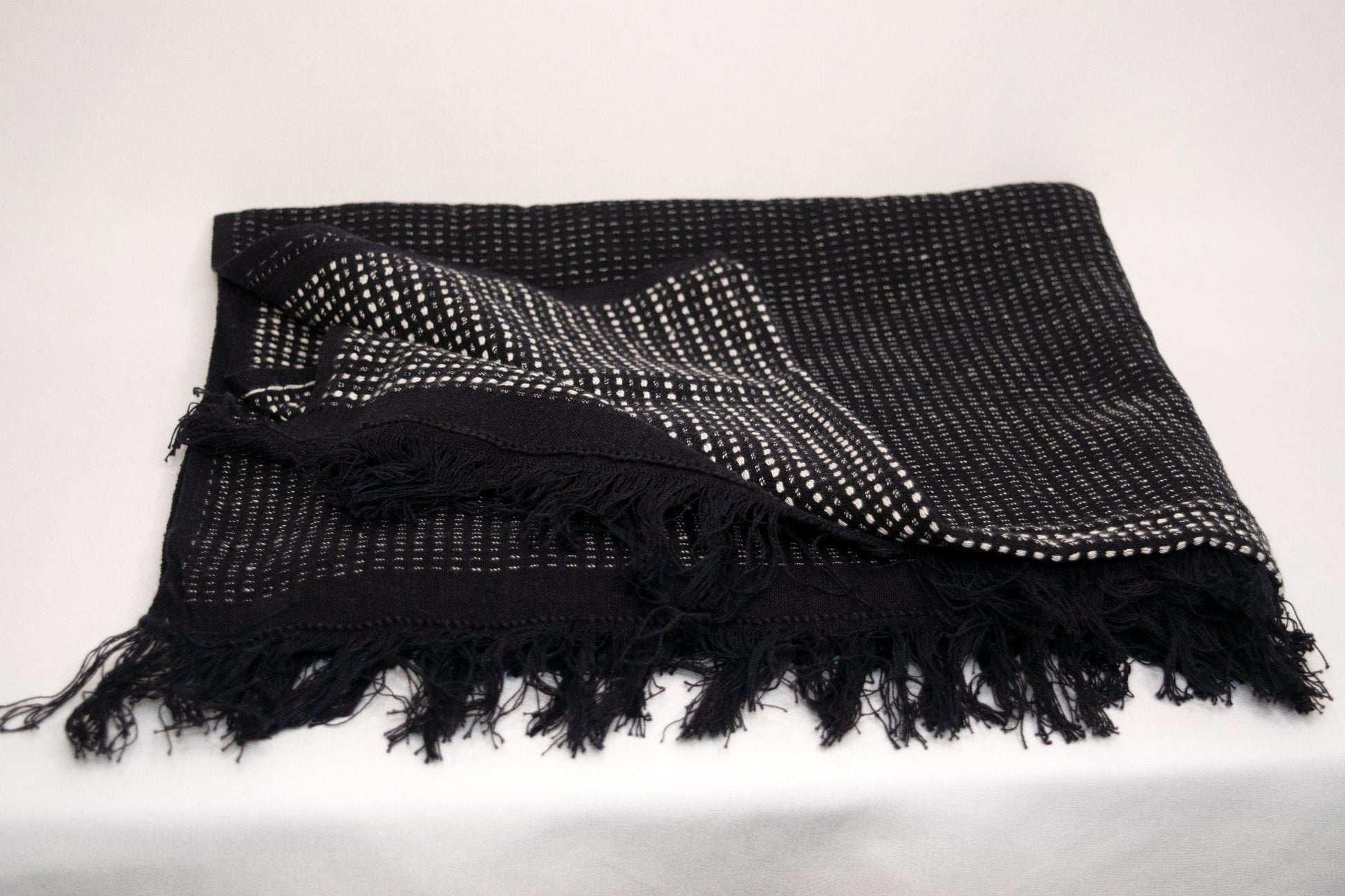 Black and white dotted cotton scarf perfect for casual and formal wear